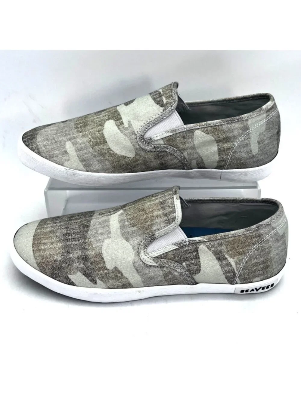 SeaVees Baja Slip-On Cream Camouflage Herringbone Twill Casual Womens Shoes US 8 - Picture 9 of 12